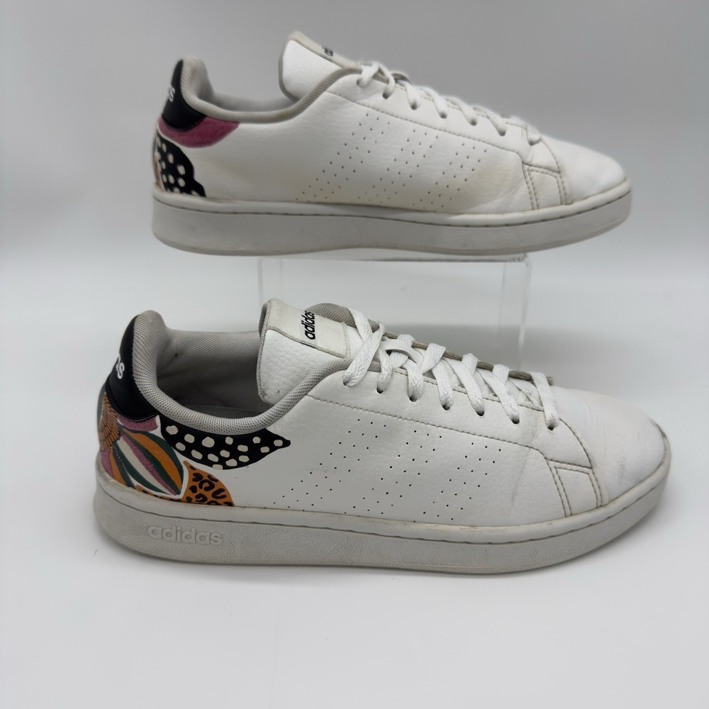 FARM RIO x ADIDAS Advantage White Floral Embroidered Women's Shoes Size 9 - Picture 7 of 13